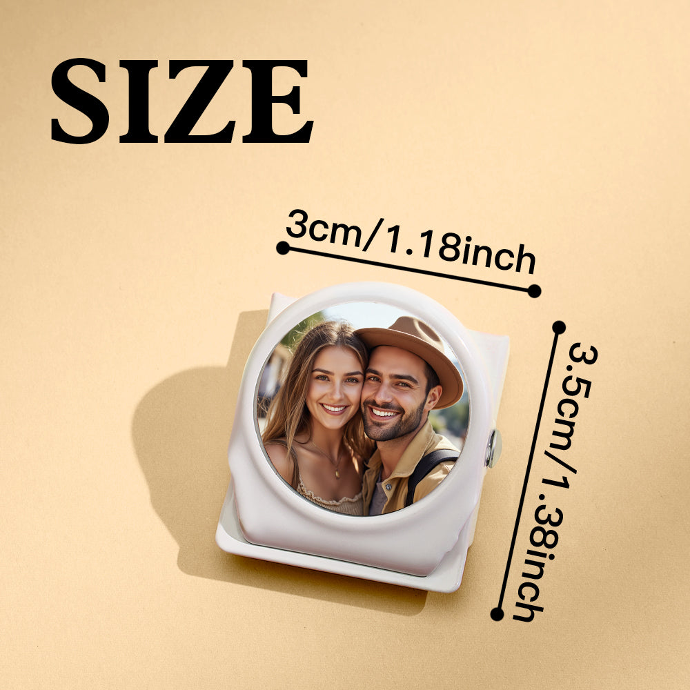 Pack of personalised photo magnets with different family and couple photos arranged on a refrigerator for a memory wall