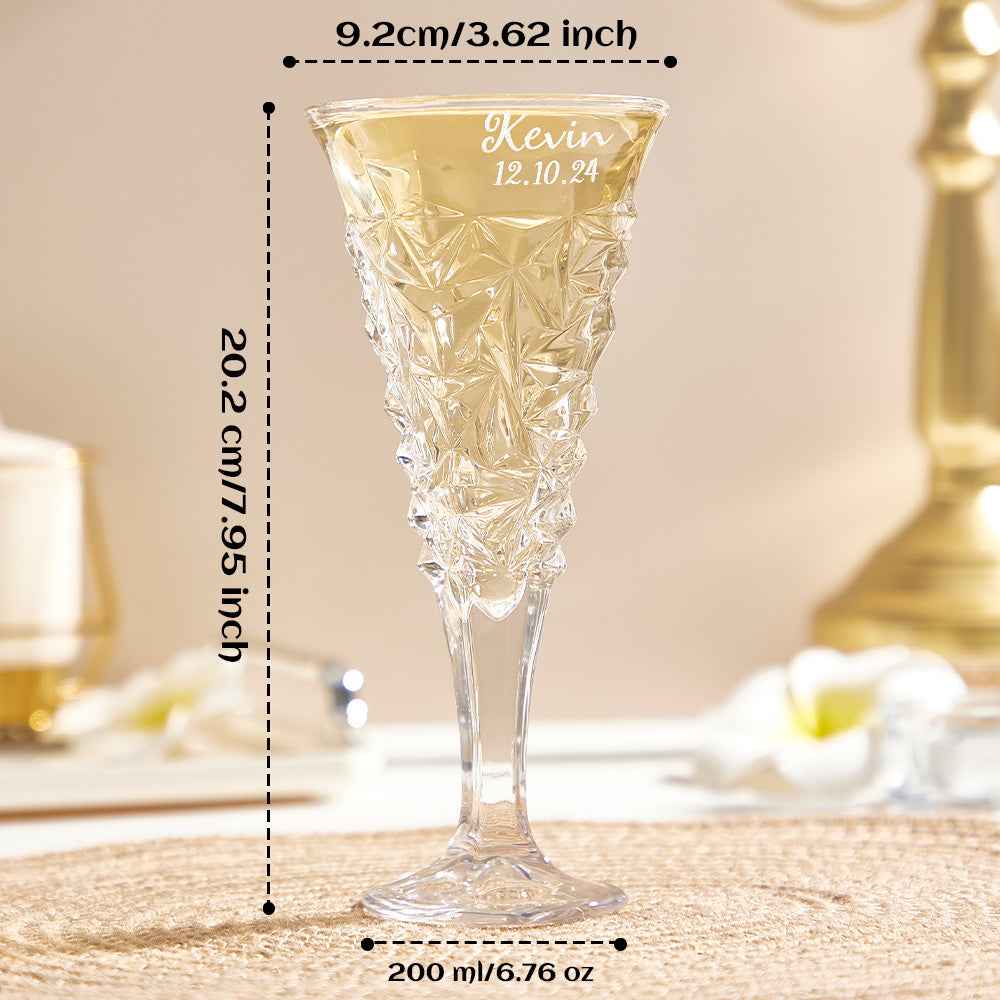 Personalized Engraved Crystal Champagne Flute Set Gifts for Newlyweds