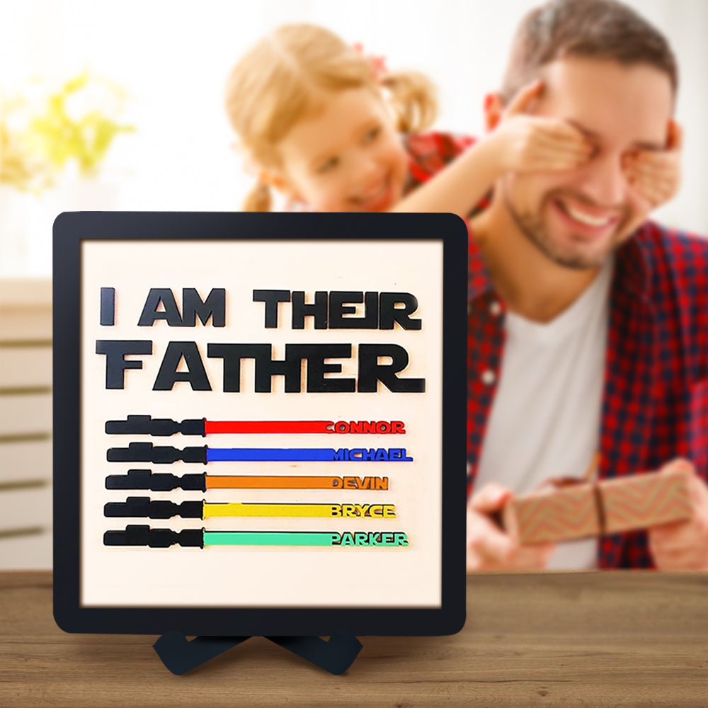 Custom Name Lightsaber Sign - Personalised Father's Day Gift with Wooden Plaque