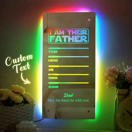 Personalised Father's Day Gifts - Lightsaber Mirror Lamp for Dad