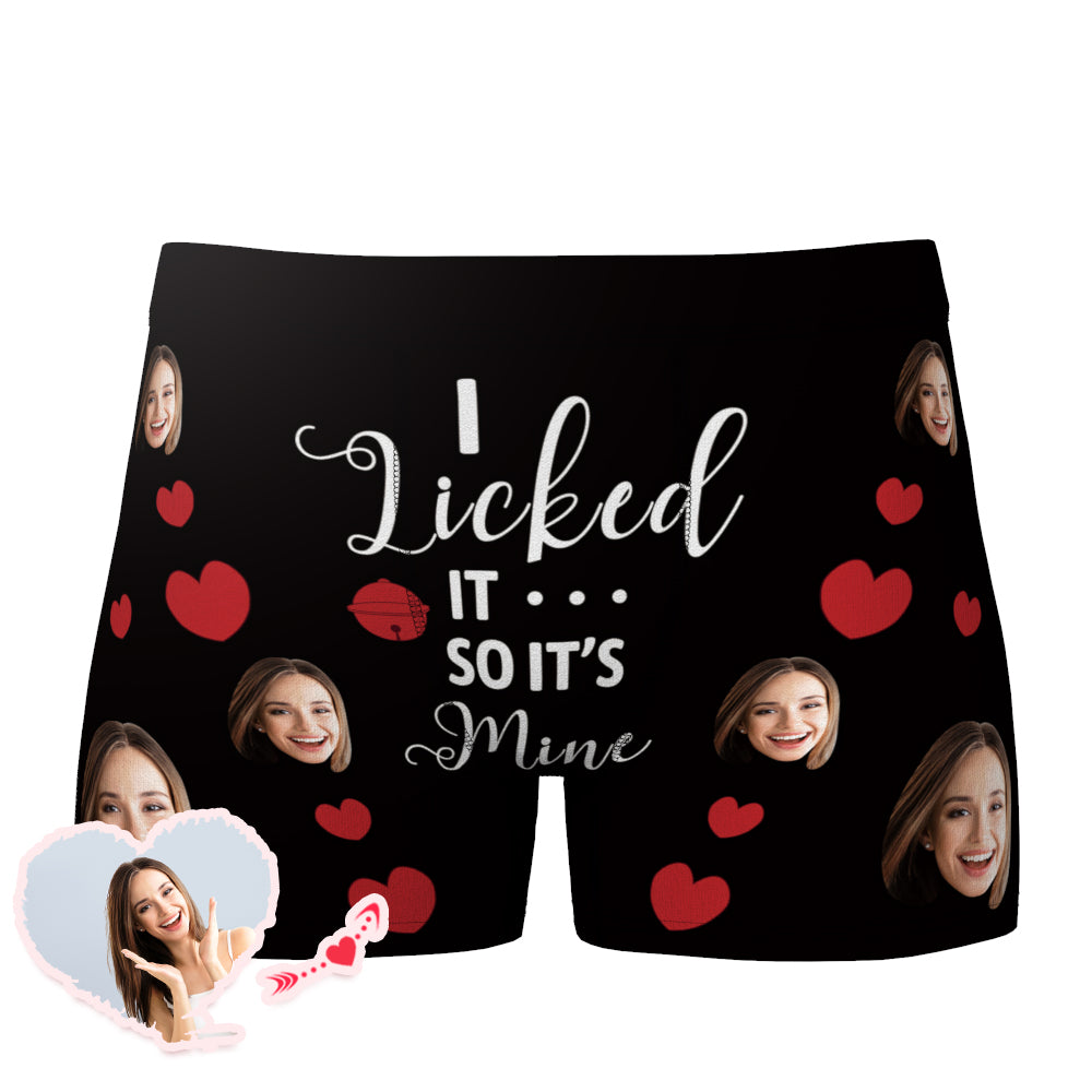 Close‑up of heat transfer print on personalised men's boxers – vivid, long‑lasting photo print on 97% polyester 3% spandex fabric for crisp funny face underwear