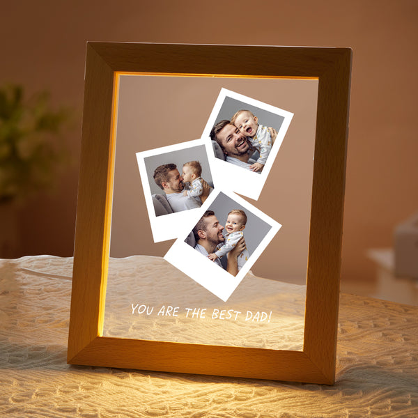 Personalised Photo Wooden Base Night Light for Dad | Unique Father's Day Gift UK