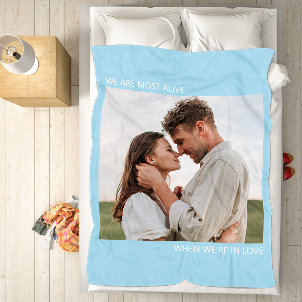 Personalised Fleece Photo Blanket With Custom Text - Soft Keepsake Throw
