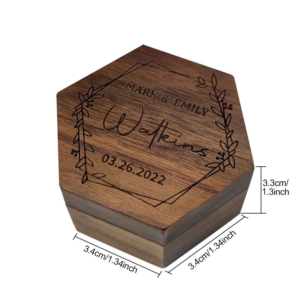 Customized Hexagon Wooden Jewelry Box Wedding Ring Box