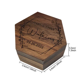 Customized Hexagon Wooden Jewelry Box Wedding Ring Box