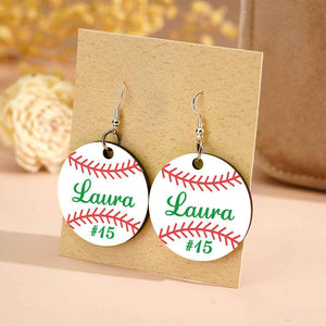 Personalized Baseball Softball Wooden Earrings Birthday Anniversary Gift for Sports Lover