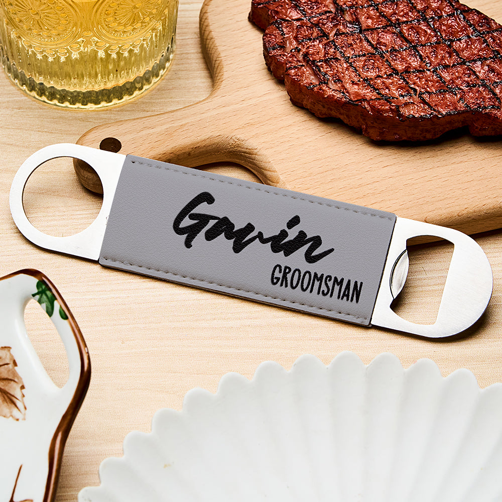 Personalised Leather Bottle Opener | Unique Groomsmen & Best Man Gift