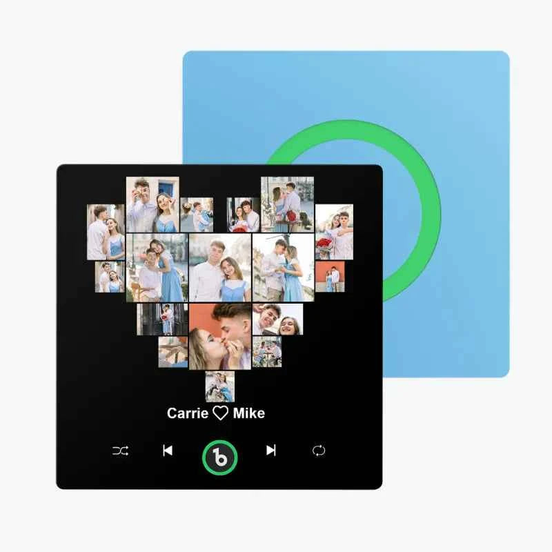 FridgeBeats Frameless Custom Photos Name with Heart Music Fridge Magnet Sticker Special for Valentine's Day New 4.0 Upgrade