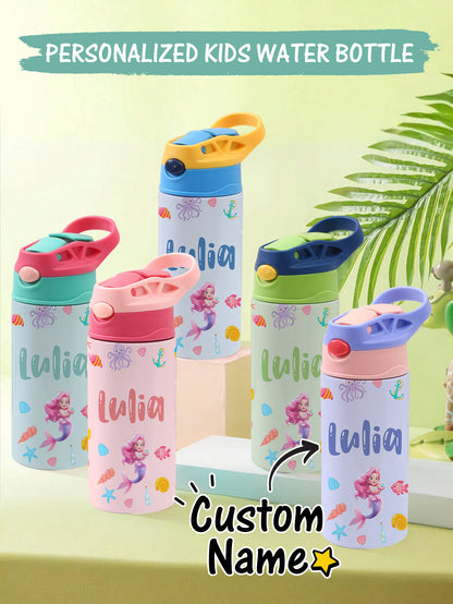 Personalised Mermaid Name Stainless Steel Water Bottle - Children's Day Gift UK
