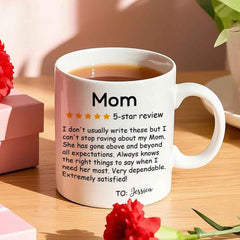 Personalized Five-Star Review Mug with Name Ceramic Coffee Mug Mother's Day Birthday Gift for Mom