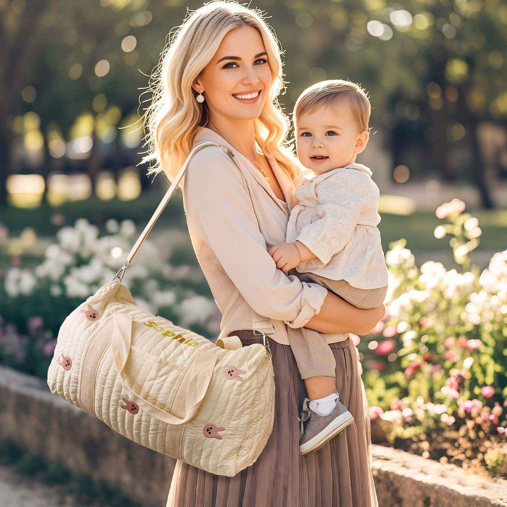 Personalized Cute Rabbit Bear Large Capacity Multiple Compartments Baby Hospital Bag Pregnancy Gift for Her