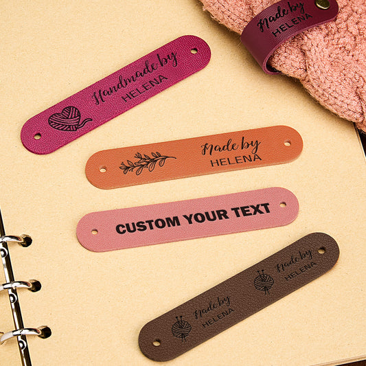 Pack of 10 personalised PVC labels for knits and crochet, custom name tags