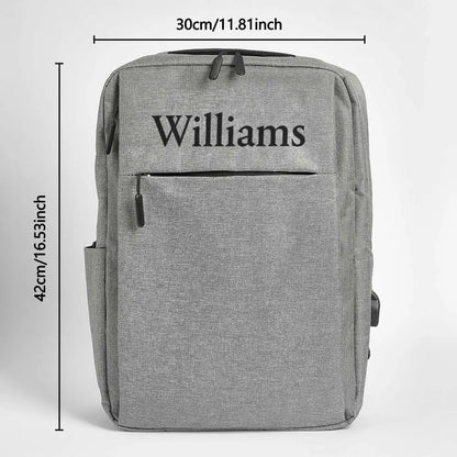 Close-up of durable polyester fabric and wipe-clean surface on the personalised name backpack — premium finish for a custom laptop backpack