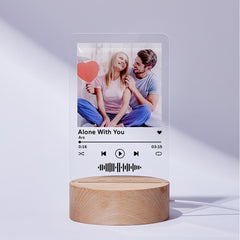 Custom Spotify Code Lamp - Personalised Acrylic Night Light with Wood Base