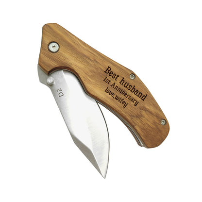 Personalised Engraved Pocket Knife - Stainless Steel Folding Knife Gift for Men