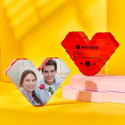 Personalised Building Brick Heart - Custom Photo Valentine's Gift for Loved Ones