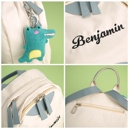 Interior view of personalised mini backpack showing main compartment and organisation pockets – ideal custom school bag for toddlers