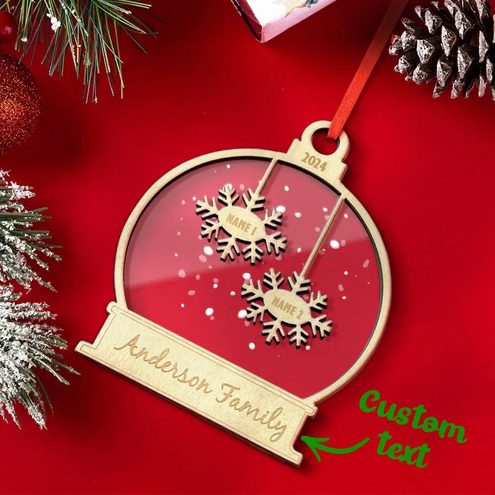 Personalised Wooden Family Christmas Ornament - Custom Engraved Name Bauble