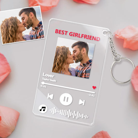 Personalised Music Code Photo Keychain & Night Light - Acrylic Gift for Her
