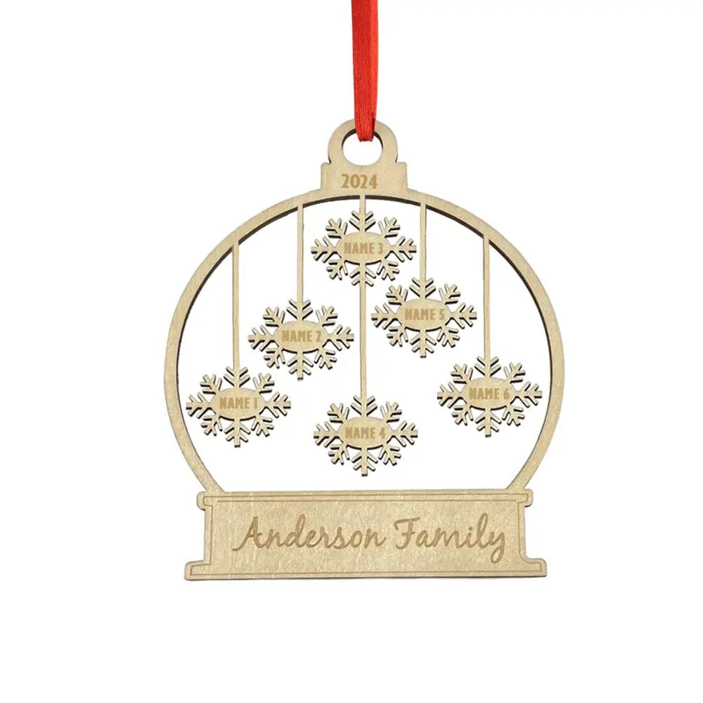 Personalised Wooden Family Christmas Ornament - Custom Engraved Name Bauble