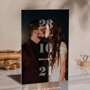 Anniversary Gift Custom Photo Glass Plaque Unique Engraved Date Plaque Gift
