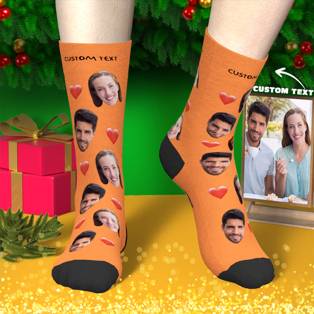 Personalised face socks gift set idea for birthdays, weddings and Valentine’s Day with sweet heart detail