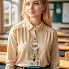 Personalised Glitter Acrylic Beaded Tassel Lanyard with Name - Teacher Gift