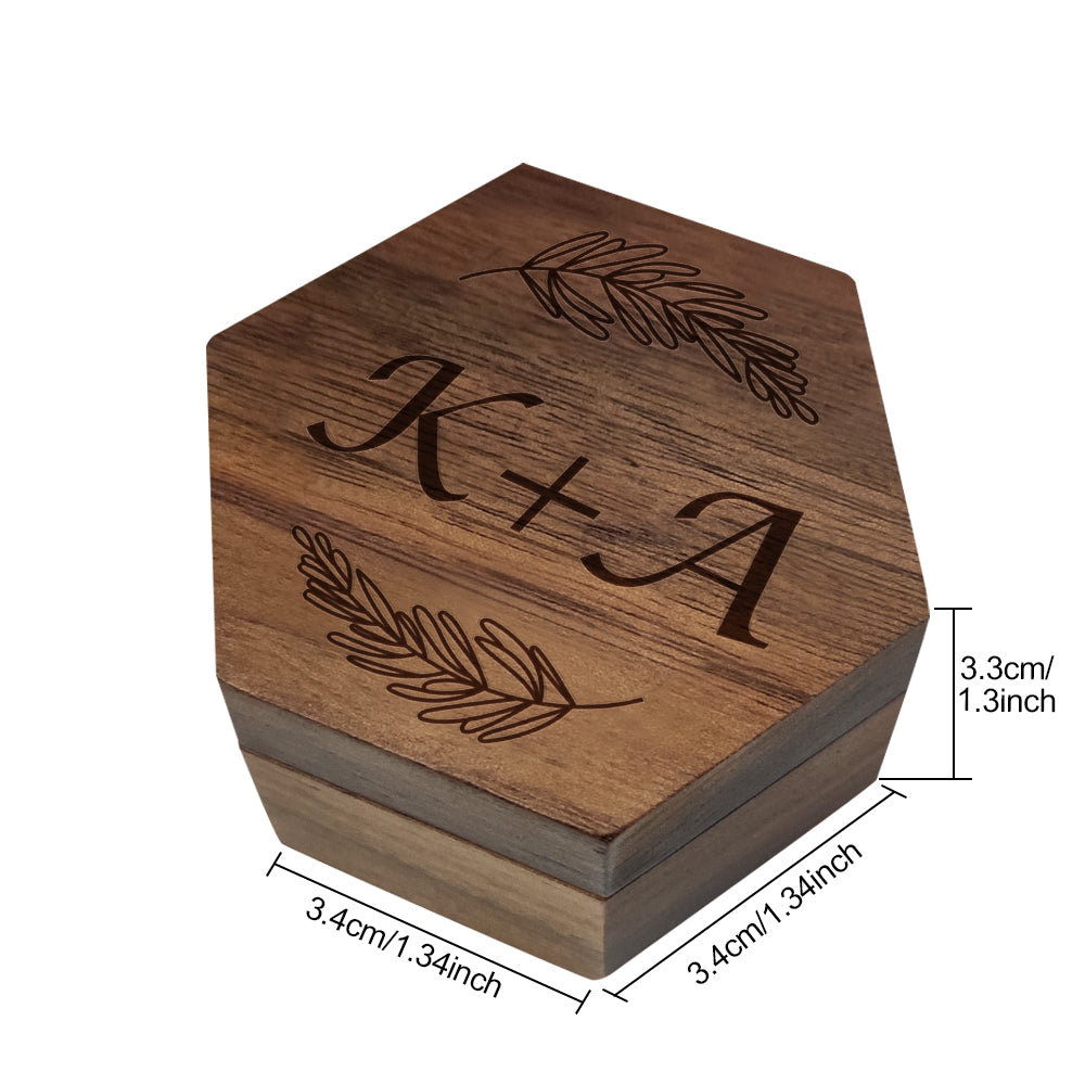 Personalised Hexagon Wooden Ring Box | Engraved Wedding Proposal Keepsake