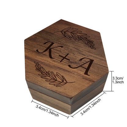 Personalised Hexagon Wooden Ring Box | Engraved Wedding Proposal Keepsake