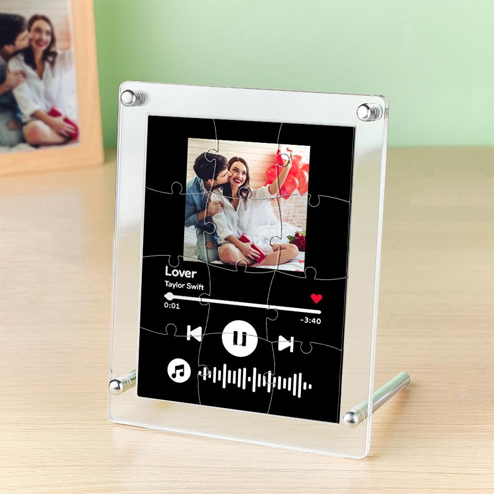 Personalised Photo & Music Puzzle Plaque - Custom Acrylic Gift