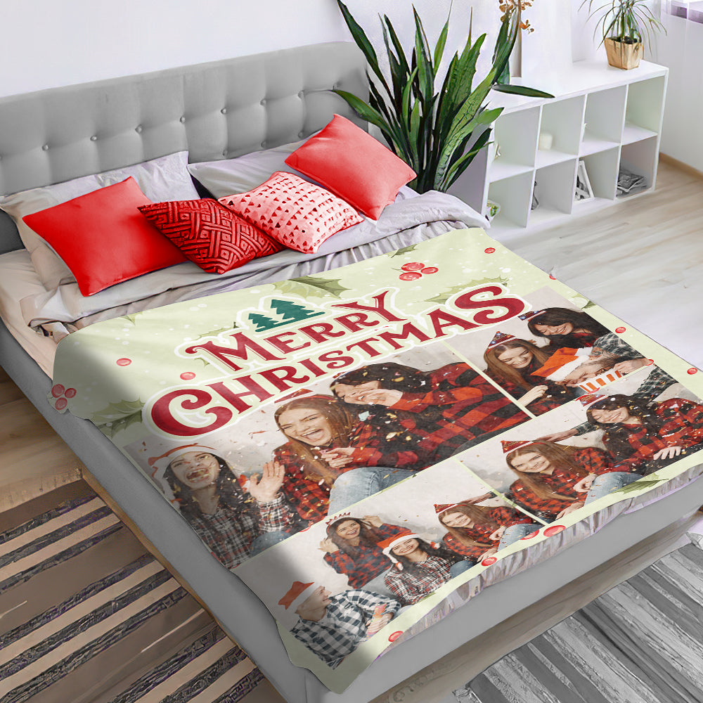 Personalised Christmas Photo Blanket - Custom Text & Image Throw