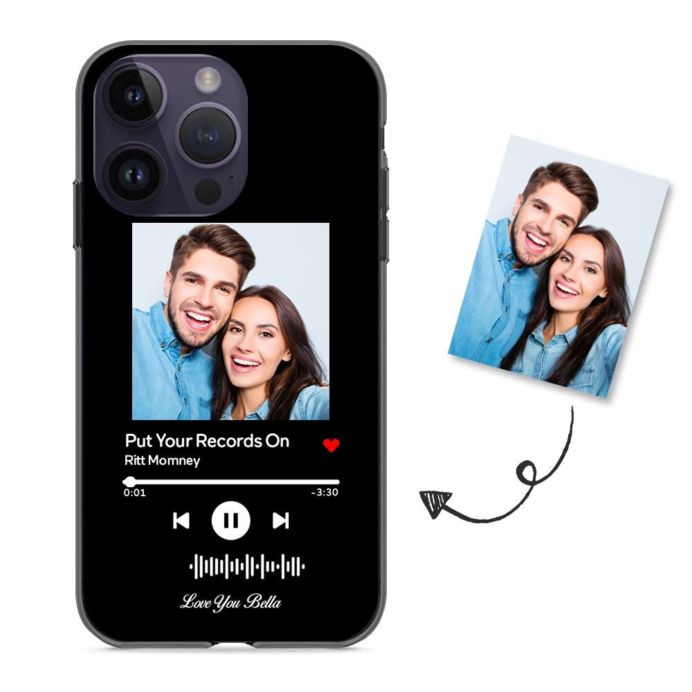 Custom Scannable Music Code Glass iPhone Case - Personalised Photo & Music