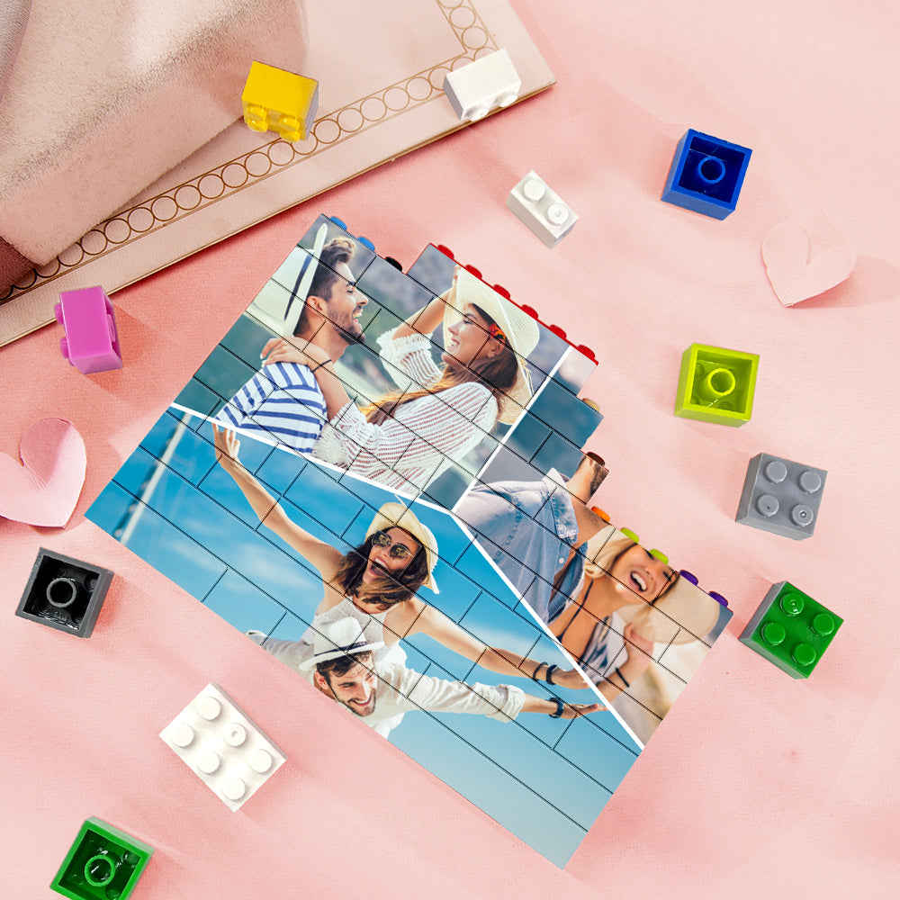 Personalised Collage Block Puzzle 4‑picture layout — custom text option, eco‑friendly waterproof PVC and vibrant UV printing; ideal personalised gift