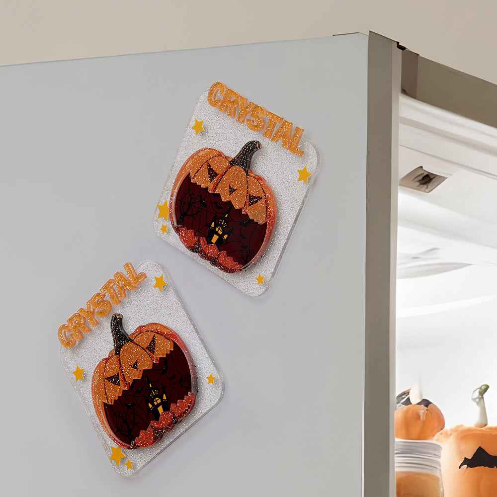 Custom Halloween Fridge Magnet with Name Refrigerator Magnet Home Decoration for Halloween Gift