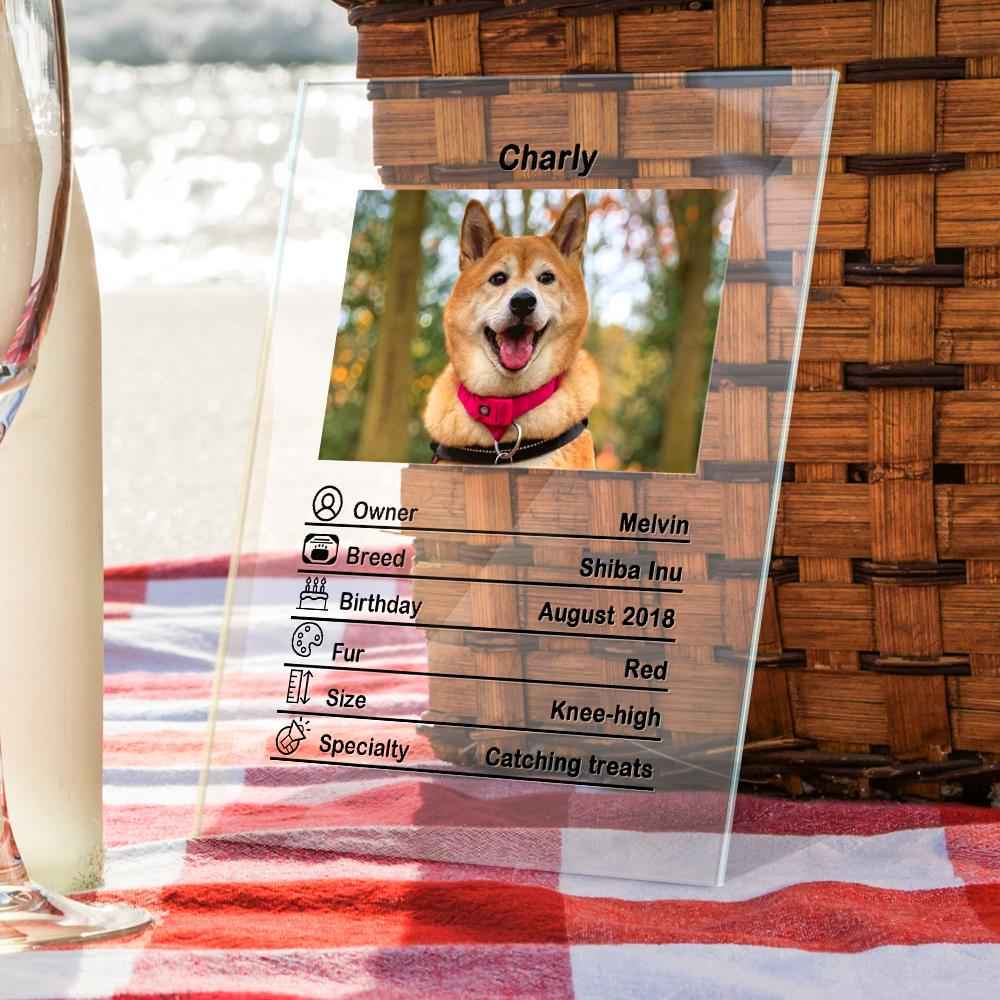 Custom Photo Acrylic Plaque Personalized Pet Information Desk Decorative Ornaments - 12*16cm