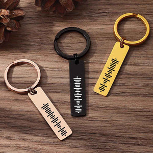 Single Side Engraved Stainless Steel Scannable Code Music Keychain