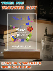 Personalised Engraved Back to School Night Light with Pencil Design - Teacher's Gift & Student Keepsake