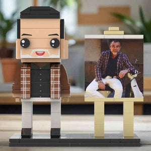 Full Body Custom 1 Person Brick Figures with Frame Personalized Photo Father's Day Gift