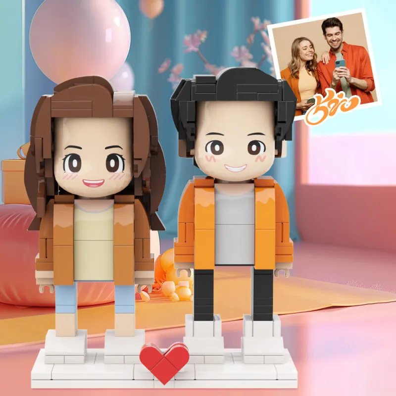 Personalised Couple LEGO Brick Figures - Custom Valentine's Gift for Couples