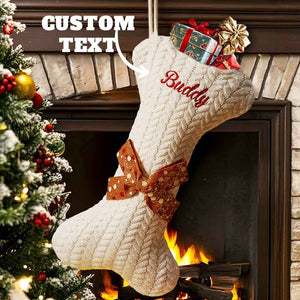 Personalized Dog Bone Christmas Stockings with Name Gift for Puppy Lovers