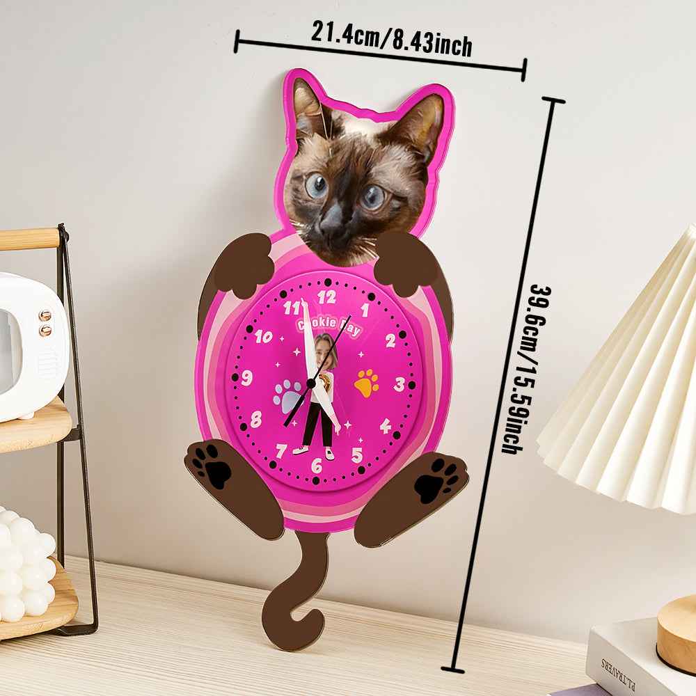 Custom Pet Photo & Owner Face Wall Clock – Personalized Funny Gift for Pet Lovers