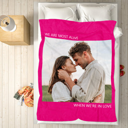 Personalised Fleece Photo Blanket With Custom Text - Soft Keepsake Throw