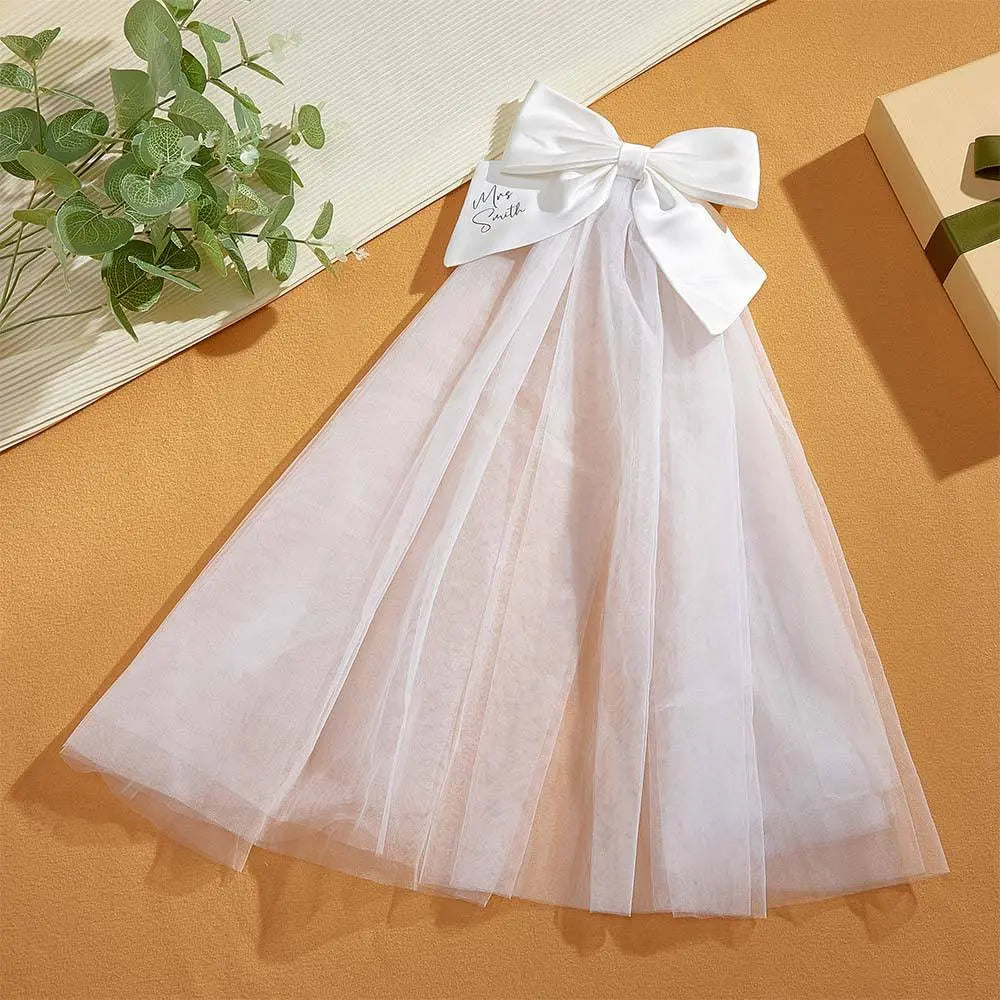 Personalised Bridal Veil Bow Clip | Unique Bride Gift | Wedding Accessory