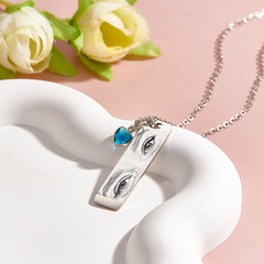 Custom Photo Necklace with Birthstone Eye Engraved Necklace Gifts for Her