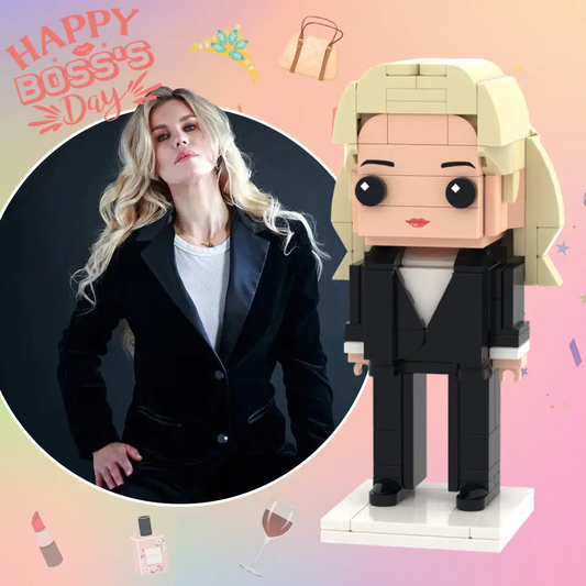 Personalised full‑body custom brick figure made from a single photo — bespoke ABS mini figure, ideal surprise gift for boss