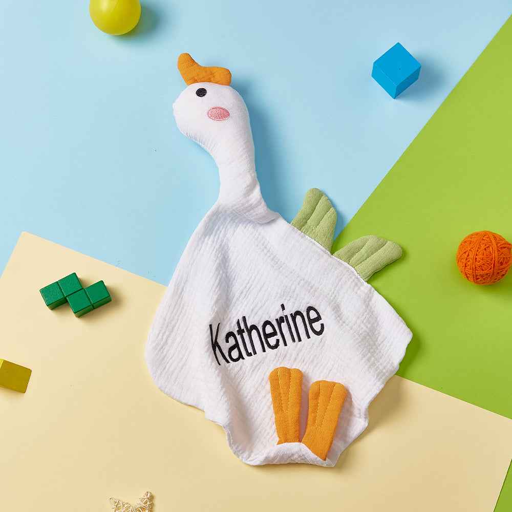 Personalized Baby Soothing Towel Soft Sleeping Swan Towel with Embroidered Name Gift for Baby