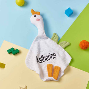 Personalized Baby Soothing Towel Soft Sleeping Swan Towel with Embroidered Name Gift for Baby