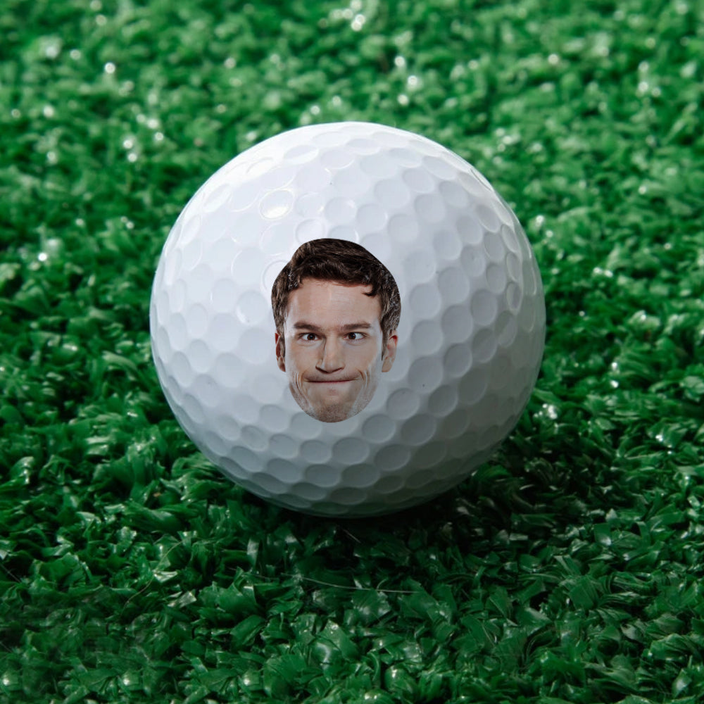 Set of personalised custom printed golf balls displaying logo and text options — ideal for corporate promotions and event giveaways
