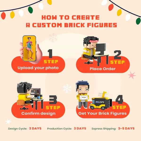 Custom Full-Body Brick Figure with Frame – Personalized Gift for Boyfriend