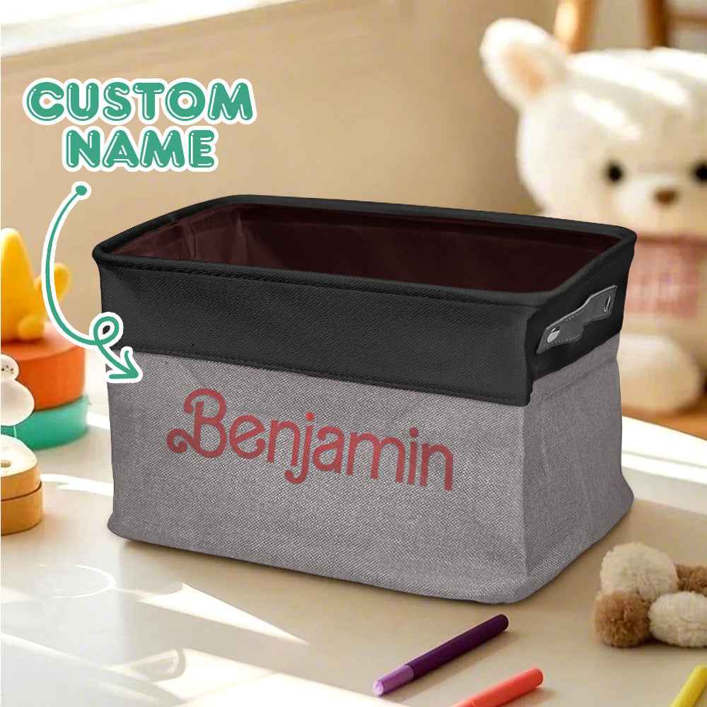 Personalized Storage Basket with Name Toy Bin Linen Organizer Gifts for Children
